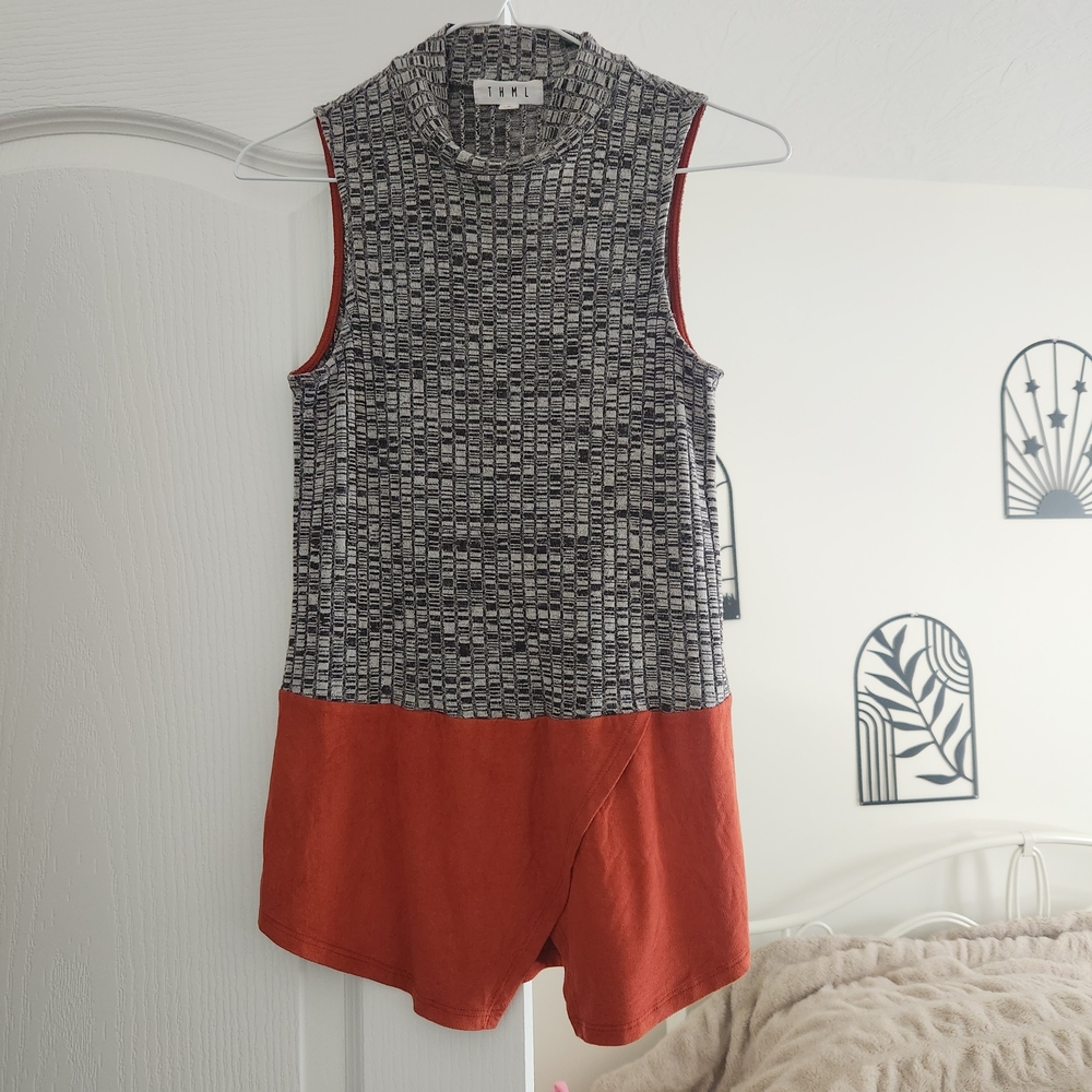 Black and Orange Sleeveless Top